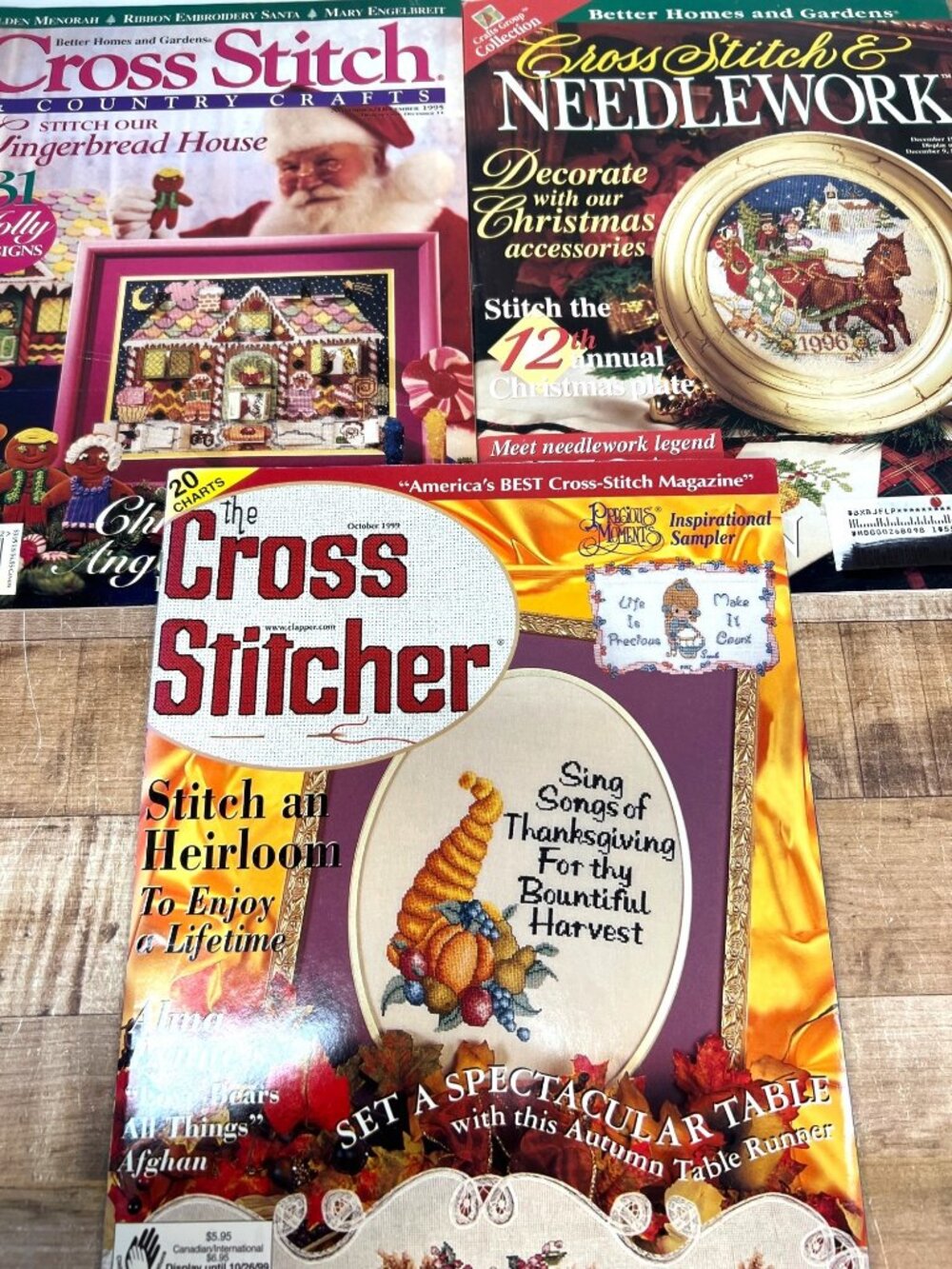 3 Cross Stitch & Needlework Magazines Featuring Holiday Patterns & Projects